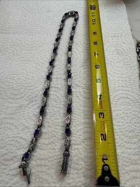 Silver-Tone Necklace with Deep Blue Stones